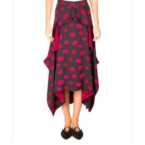 Proenza Schouler Black Printed Midi Skirt